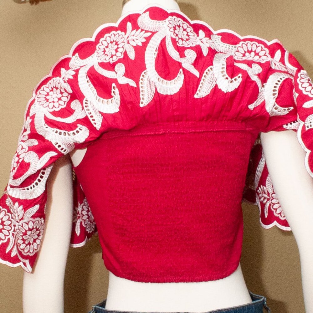 NWT Express Off Shoulder Embroidered Ruffle Top size M - Picture 7 of 13